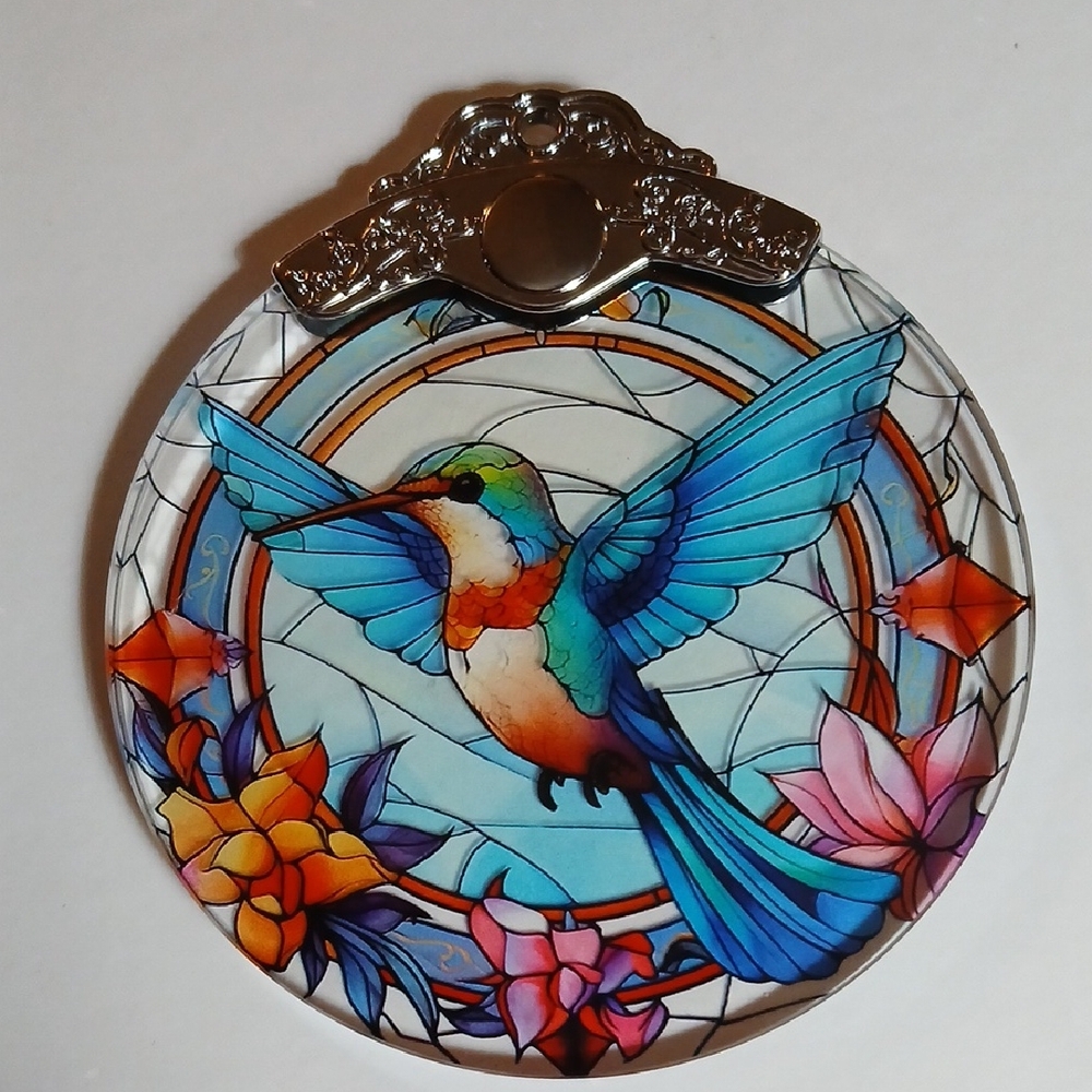Hummingbird Stained Glass Window Wall Hanging